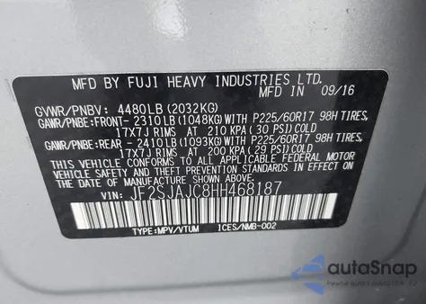 2017 Subaru Forester 2.5I Limited из США, поврежденный, VIN JF2SJAJC8HH468187